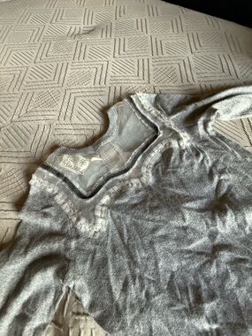 Flounce Grey Crewneck Sweater with Ruffle Trim
